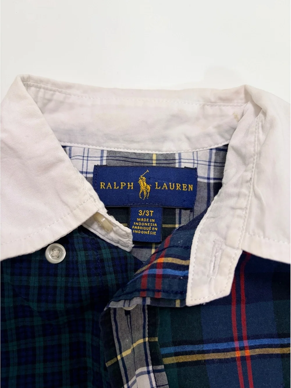 Polo Ralph Lauren Multi Plaid L/S Shirt With White Collar 3T